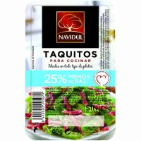 Taquitos de jamón 25% menos de sal NAVIDUL, bandeja 60 g