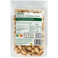 Pistachos tostados con sal EROSKI, bolsa 200 g
