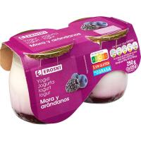 Yogur sabor mora y arándanos EROSKI, pack 2x125 ml