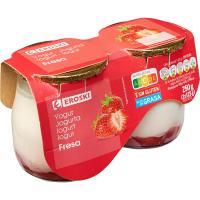 Yogur sabor fresa EROSKI, pack 2x125 g