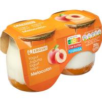 Yogur sabor melocotón EROSKI, pack 2x125 g