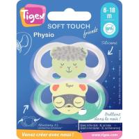 Chupete fisiológico silicona especial noche Soft Touch +6meses TIGEX, 2uds