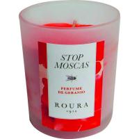 Vela en vaso de cristal satinado perfume Geranio, stop moscas ROURA, 1 ud