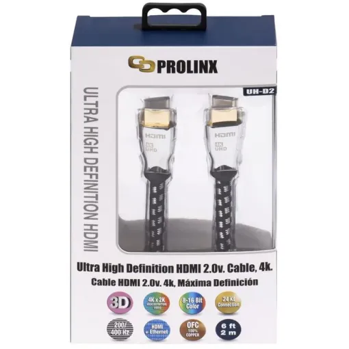 Cable HDMI tipo A a HDMI tipo A 2.0v 4K UH-D2 PROLINX, 2 metros