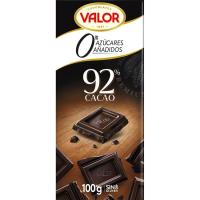 Chocolate negro 92% sin azúcar VALOR, tableta 100 g Chocolate negro 92% sin azúcar VALOR, tableta 100 g