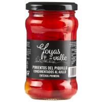 Pimiento de piquillo entero c/ ajo JOYAS DEL VALLE, frasco 220 g