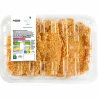Pechuga fileteada de pollo empanada EROSKI, bandeja aprox. 400 g