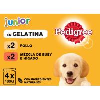 Alimento de pollo-arroz para perro junior PEDIGREE, pack 4x100 g