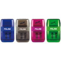 Sacapuntas con 2 gomas de recambio, surtido color, Compact MILAN