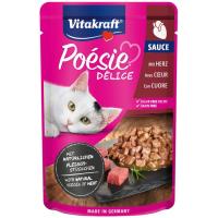 Alimento c/ trozos de corazón para gato VITAKRAFT P., sobre 85 g