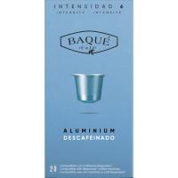 Café descafeinado compatible Nespresso BAQUÉ, caja 20 uds