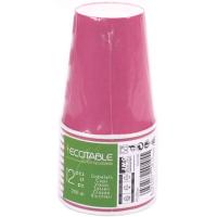 Vaso compostable de cartón rosa, 200 ml ECOTABLE, pack 12 uds