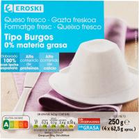 Queso fresco 0% EROSKI, pack 4x62,5 g Queso fresco 0% EROSKI, pack 4x62,5 g