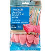 Guante flocado talla mediana EROSKI, paquete 1 par