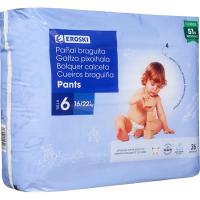 Pants canal absorbente 16-22 kg Talla 6 EROSKI paquete 36 uds