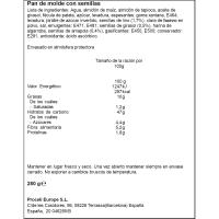 Pan de molde semillas sin gluten complet PROCELI, paquete 280 g