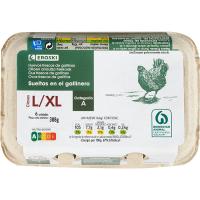 Huevo fresco suelo L/XL EROSKI, cartón 6 uds