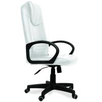 Silla de escritorio giratoria Boss, símil piel blanco, regulable, 110-122x60 cm
