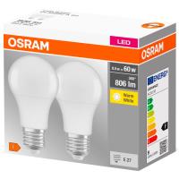 Bombilla Led estándar E27 8,5W luz cálida (2700k) OSRAM, 2 uds