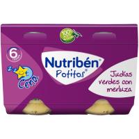Potito cena de judías verdes-merluza NUTRIBEN, pack 2x190 g