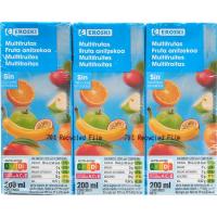 Bebida multifrutas sin azúcar añadido EROSKI, pack 6x20 cl