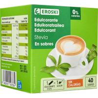 Edulcorante stevia EROSKI, caja 40 uds
