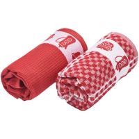 Paños de cocina rojo rizo 100% algodón EROSKI, 50x50cm 2 uds