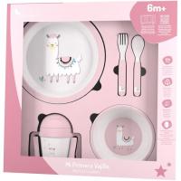 Set vajilla llama, incluye plato llano, cuenco, cuchara, tenedor y taza INTERBABY