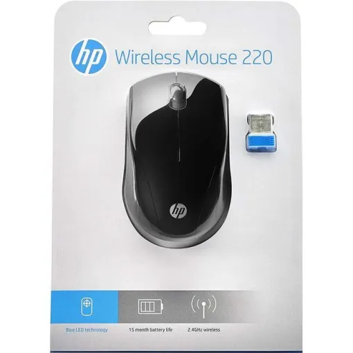 Ratón óptico inalámbrico negro 1300 DPI, 220 HP