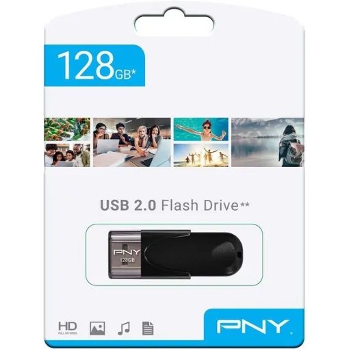 Pendrive negro USB 2.0 de 128 GB Attache 4 PNY