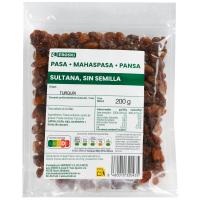 Pasa sultana sin semilla EROSKI, bolsa 200 g