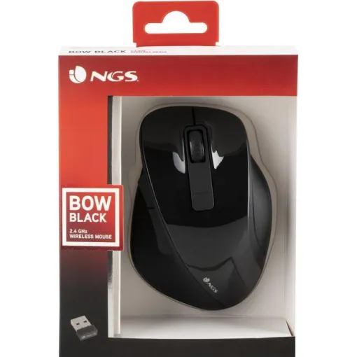 Ratón óptico inalámbrico negro, 1600 dpi, Bowbalck NGS Ratón óptico inalámbrico negro, 1600 dpi, Bowbalck NGS