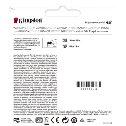 Tarjeta microSD con adaptador, SDCS2 64 GB Class 10 KINGSTON