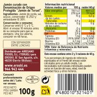 Jamón D.O.P. Teruel EROSKI Sabores Tradicionales, sobre 100 g