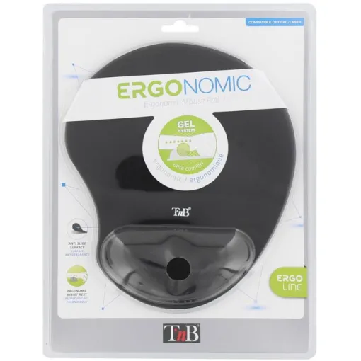 Alfombrilla de ratón de gel, apoyo para muñeca, negra Ergo TNB