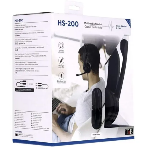 Auriculares PC de diadema con micrófono, HS-200 TNB