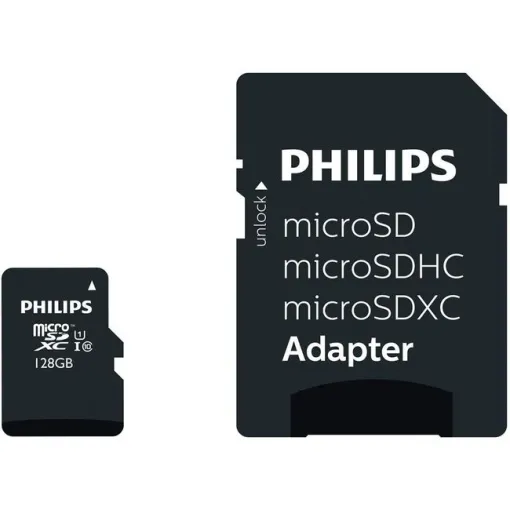 Tarjeta MicroSD con adaptador, 128GB Class 10 MicroSDXC PHILIPS