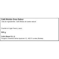 Café molido gran sabor BAQUE, paquete 500 g