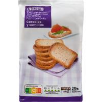 Pan tostado multicereal EROSKI, 30, rebanadas, paquete 270 g