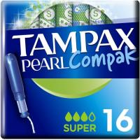 Tampón super TAMPAX COMPAK PEARL, caja 16 uds Tampón super TAMPAX COMPAK PEARL, caja 16 uds