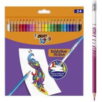 Lápices de colores surtidos borrables Kids Evolution Illusion BIC, Caja 24 uds