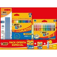 Set pintura: 4 lápices, 24 pinturas colores y 12 rotuladores colores BIC, 1 Pack