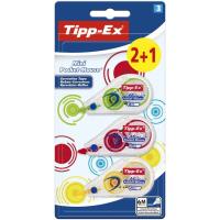 Cinta correctora, 5 mm x 6 metros, Tipp-Ex mini Pocket Mouse BIC, pack 2+1 uds