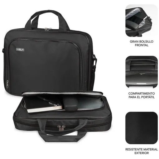 Maletín negro para portátil de hasta 16", Oxford SUBBLIM