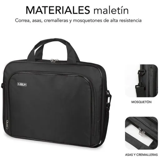 Maletín negro para portátil de hasta 16", Oxford SUBBLIM