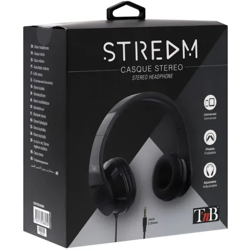Auriculares de diadema estéreo negro, CSSTREAMBK Stream TNB