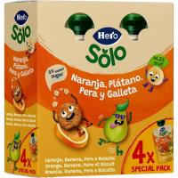 Bolsita de naranja-plátano-galleta HERO, pack 4x100 g