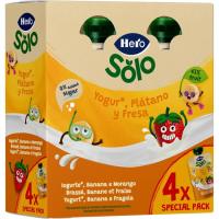 Bolsita de yogur-plátano-fresa HERO pack 4x100 g