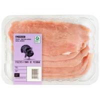 Filetes de pechuga de pavo finos EROSKI, bandeja al peso aprox. 1 kg