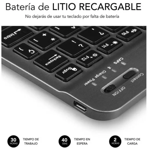 Teclado para tablet y smart TV gris, bluetooth, SM0002 SUBBLIM